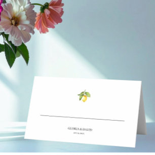 Lemon Wedding Folded Place Card