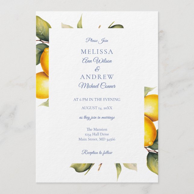Lemon Wedding Invitation Suite (Front)