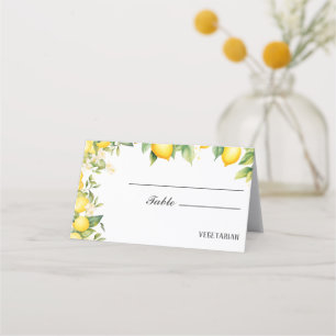 Lemon  Wedding Meal Choice & Table Number Place Card