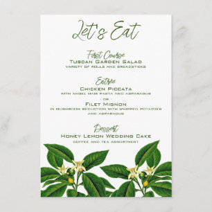 Lemon Wedding Menu Cards
