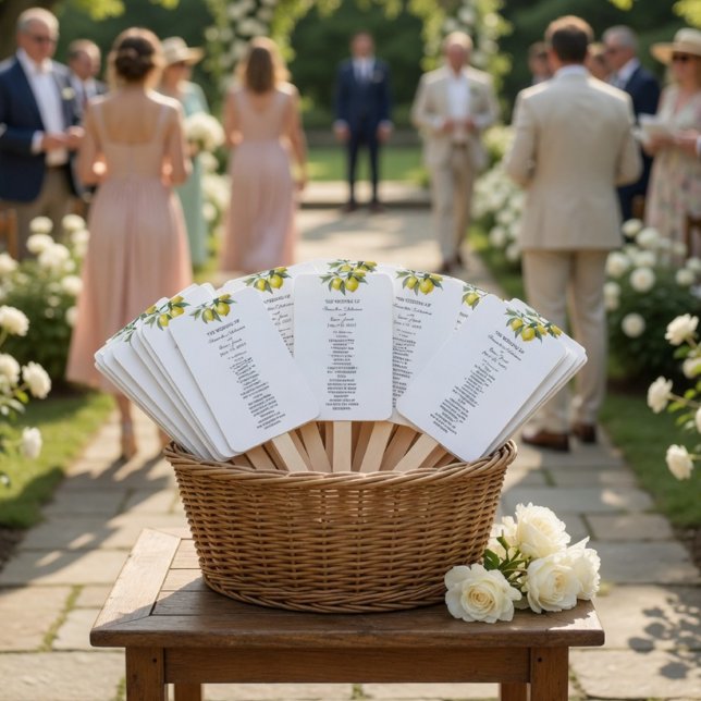 Lemon Wedding Program Fan | Mediterranean Citrus (Creator Uploaded)