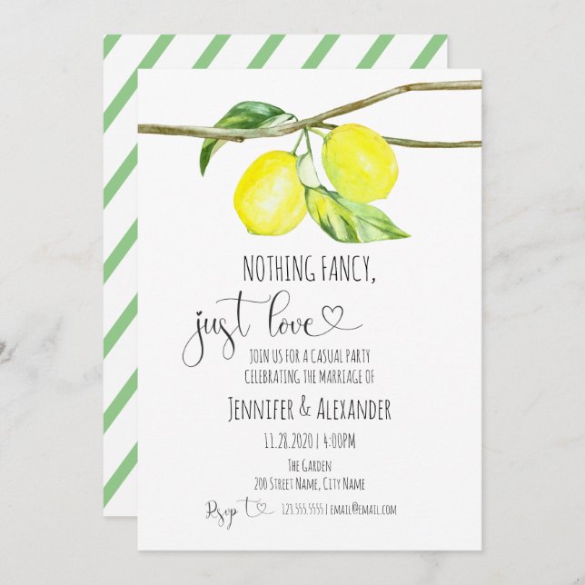Lemon wedding reception invitation (Front/Back)