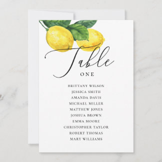 Lemon Wedding Seating Chart | Amalfi Coast Citrus Invitation