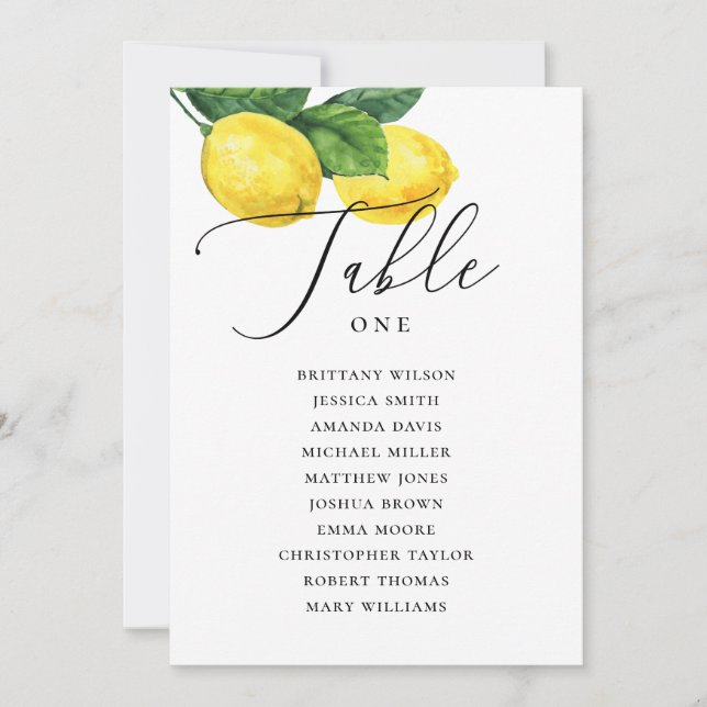 Lemon Wedding Seating Chart | Amalfi Coast Citrus Invitation (Front)