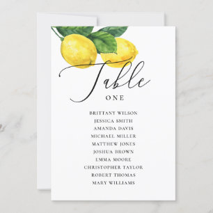 Lemon Wedding Seating Chart   Amalfi Coast Citrus Invitation