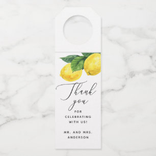 Lemon Wedding Thank You   Elegant Citrus Favour Bottle Tag
