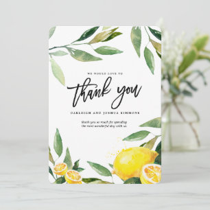 Lemon Wedding Watercolor Thank You Card