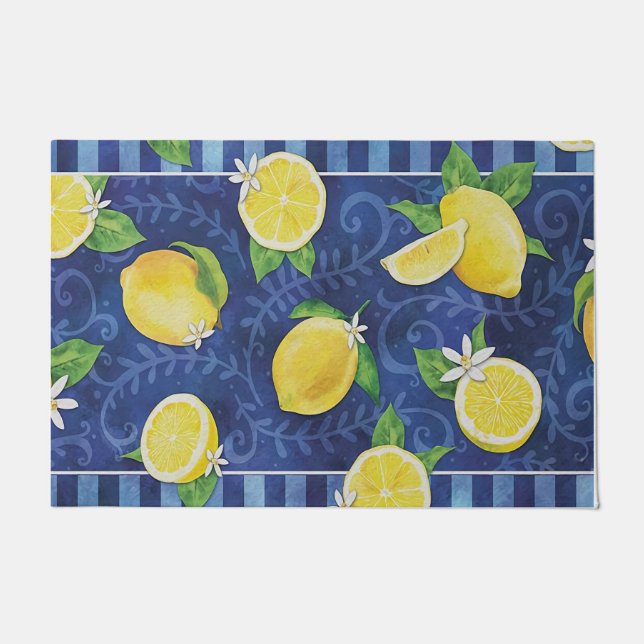 Lemon Welcome Mat, Spring Decor, Indoor Rug (Front)