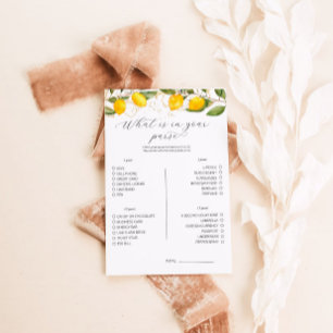 Lemon What Is In Your Purse Bridal Shower Game 