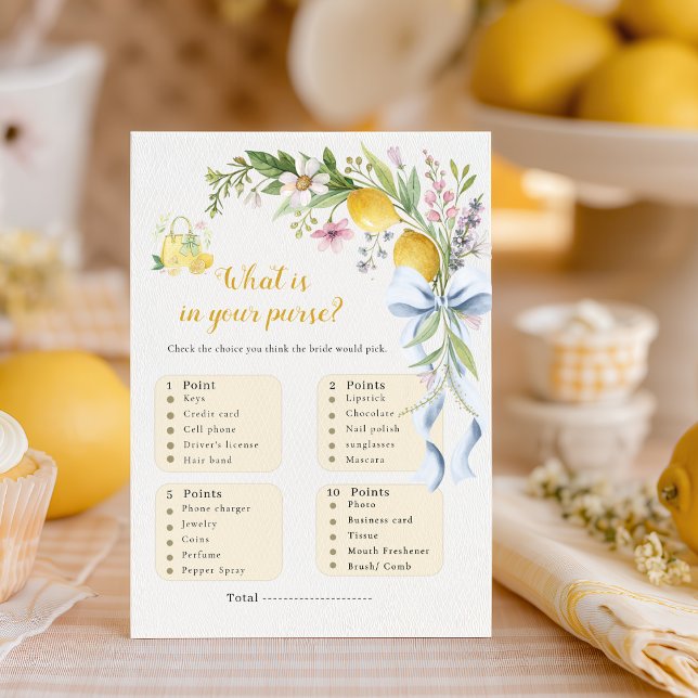 Lemon What’s In Your Purse Bridal Shower Game (Creator Uploaded)