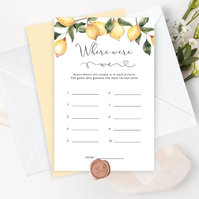 Lemon Where were we bridal shower game (Creator Uploaded)