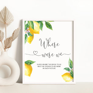 Lemon where were we bridal shower game poster