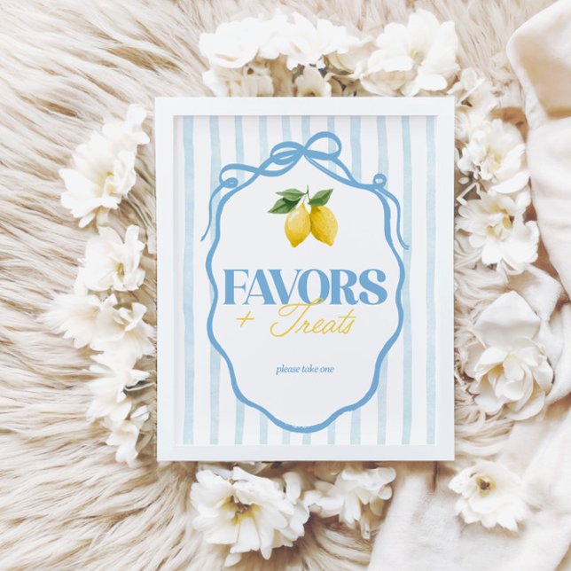 Lemon Whimsical Blue Girls Favours & Treats Sign (Creator Uploaded)