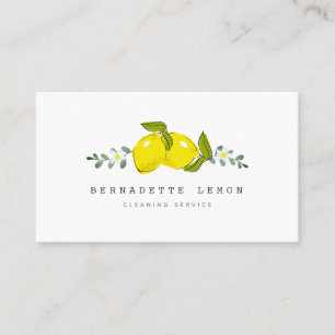 Lemon &  White Flower Cleaning Business Card