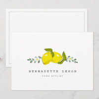Lemon & White Flower Simple Clean Business Card