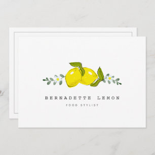 Lemon & White Flower Simple Clean Business Card