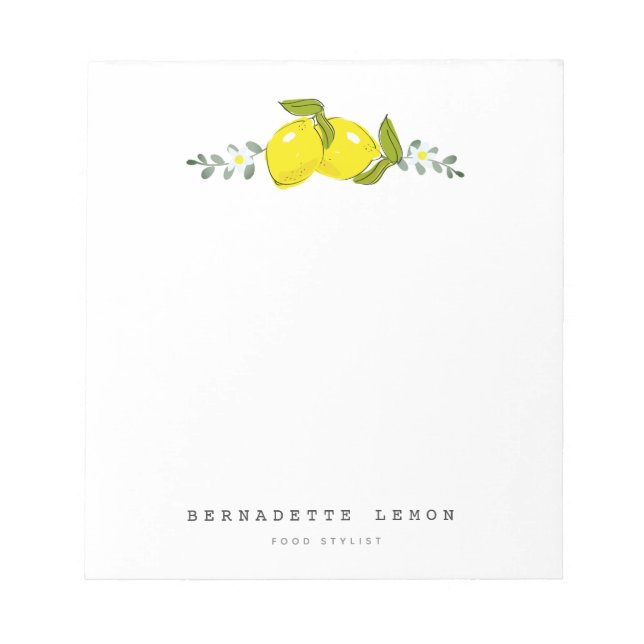 Lemon &  White Flower Simple Clean Notepad (Front)
