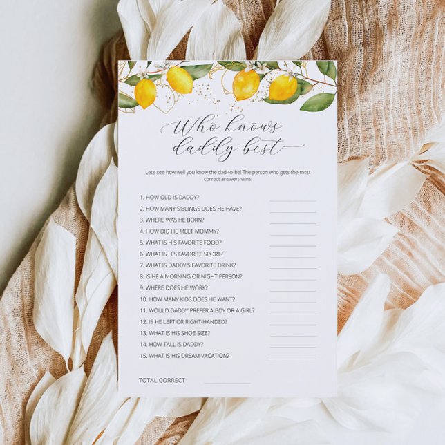 Lemon Who Knows Daddy Best Baby Shower Game  (Creator Uploaded)
