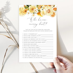 Lemon Who knows mummy best baby shower game