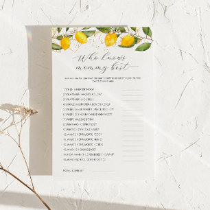 Lemon Who Knows Mummy Best Baby Shower Game 