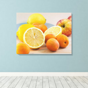 Lemon With Apricots And Apples Food Photography Canvas Print