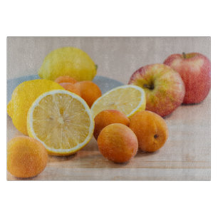 Lemon With Apricots And Apples Food Photography Cutting Board