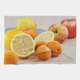 Lemon With Apricots And Apples Food Photography Tea Towel