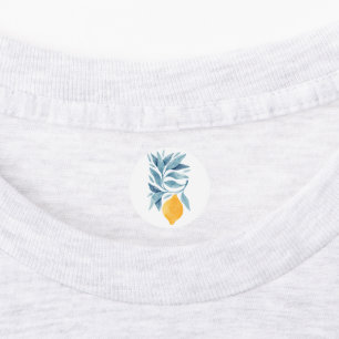 Lemon with blue leaves botanical illustration
