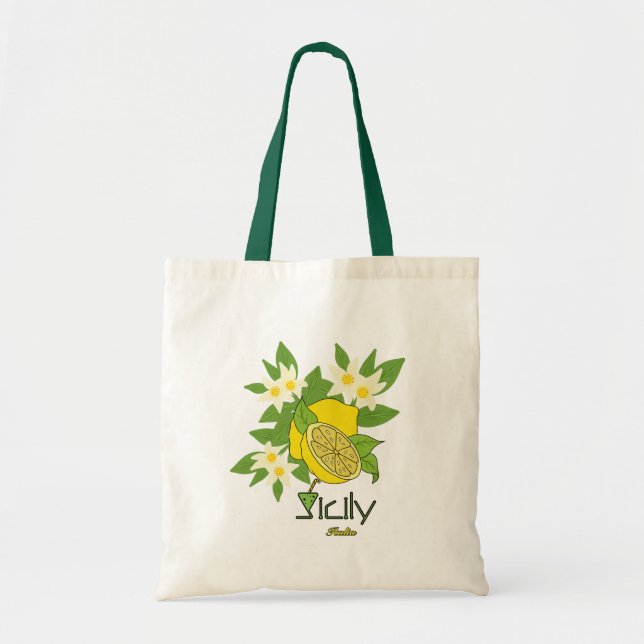 Lemon with flowers tote bag (Front)