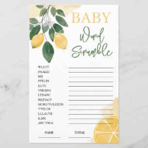 Lemon Word Scramble Baby Shower Game