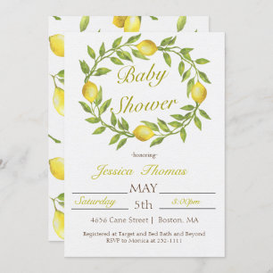Lemon Wreath Baby Shower Invitation