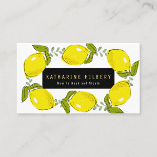 Lemon Wreath White Yellow Mummy Business Card