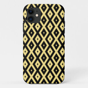 Lemon yellow and black diamond pattern iPhone 11 case