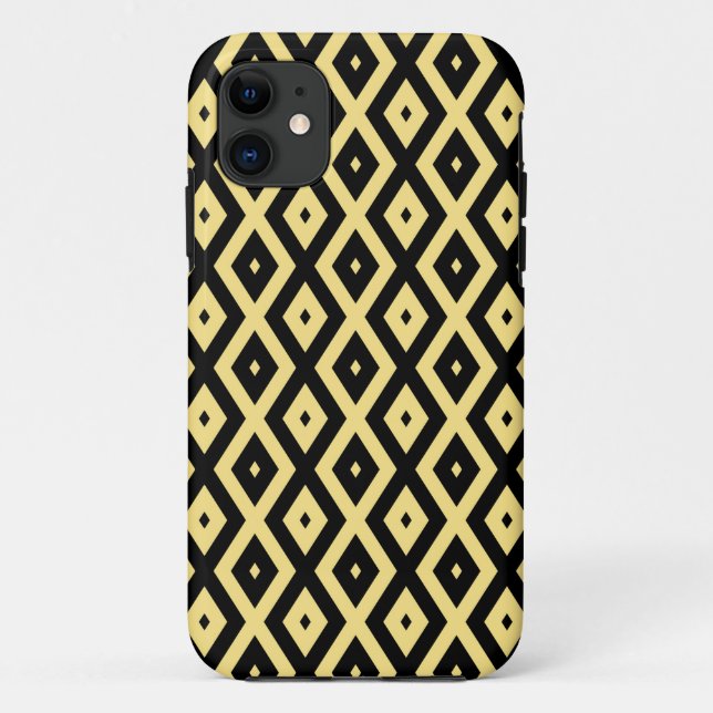 Lemon yellow and black diamond pattern Case-Mate iPhone case (Back)