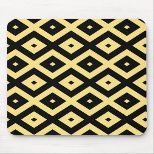 Lemon yellow and black diamond pattern mouse mat