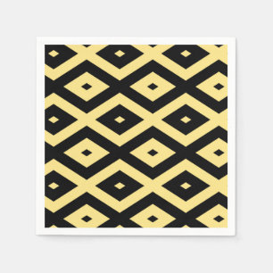 Lemon yellow and black diamond pattern napkin
