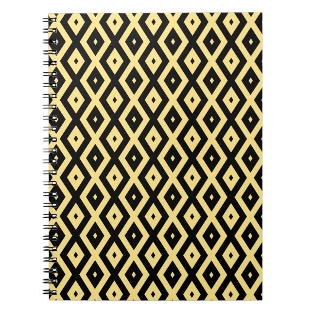 Lemon yellow and black diamond pattern notebook (Front)