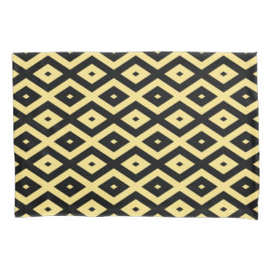 Lemon yellow and black diamond pattern pillowcase