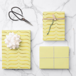 Lemon Yellow and Gold      Wrapping Paper Sheet