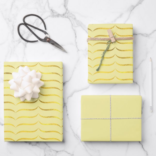Lemon Yellow and Gold      Wrapping Paper Sheet (Front)