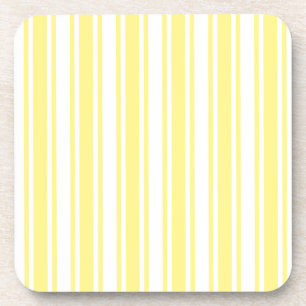 Lemon yellow and white candy stripes coaster
