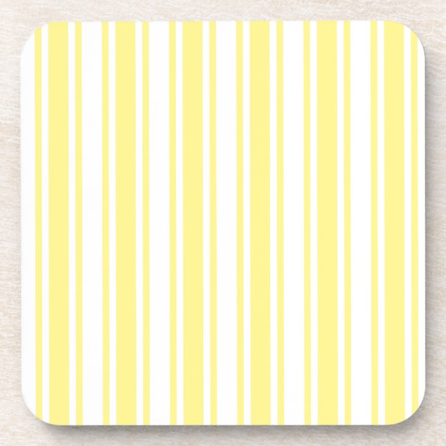 Lemon yellow and white candy stripes coaster (Front)