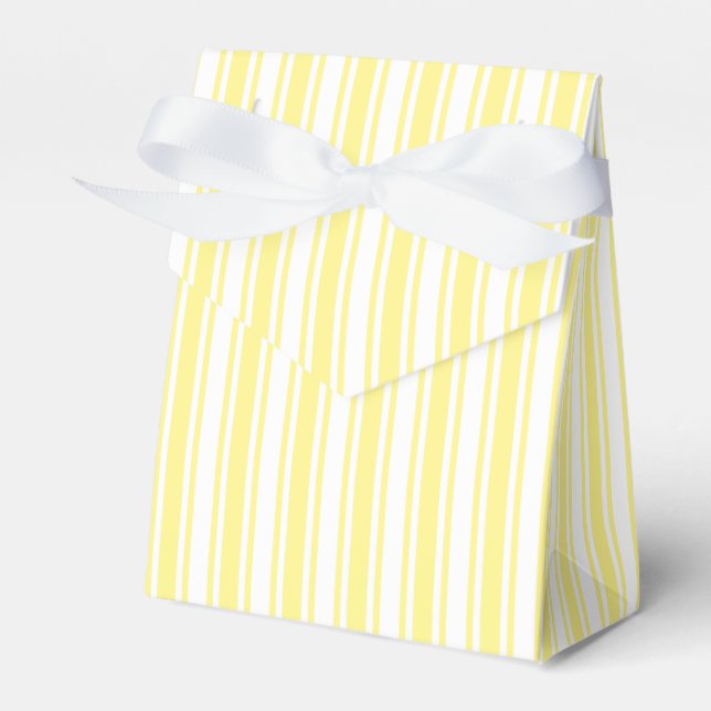 Lemon yellow and white candy stripes favour box (Front Side)