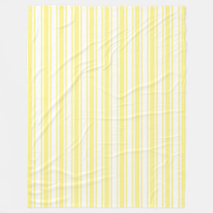 Lemon yellow and white candy stripes fleece blanket