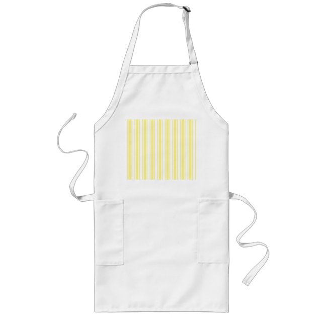 Lemon yellow and white candy stripes long apron (Front)