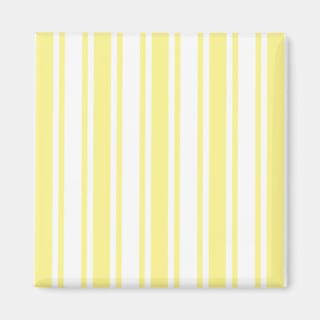 Lemon yellow and white candy stripes magnet (Front)