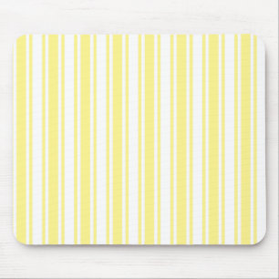 Lemon yellow and white candy stripes mouse mat