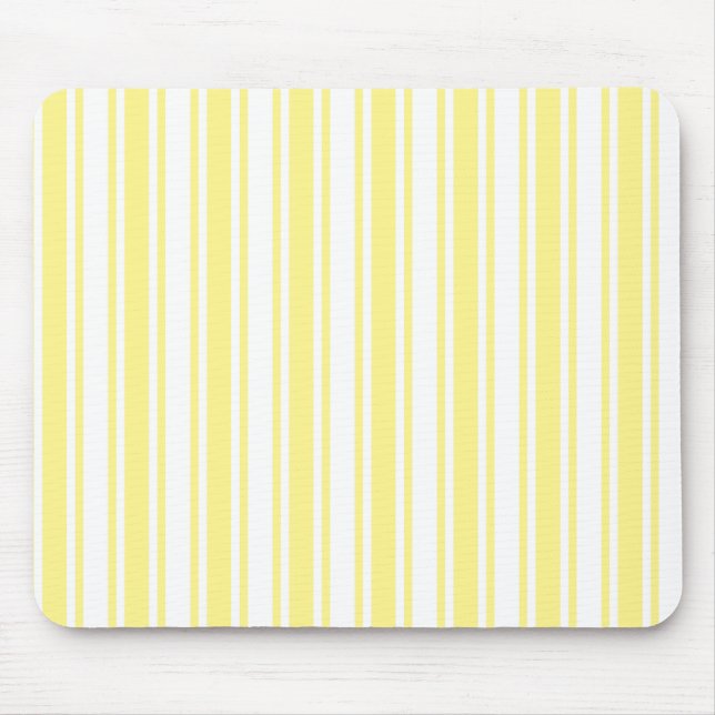 Lemon yellow and white candy stripes mouse mat (Front)