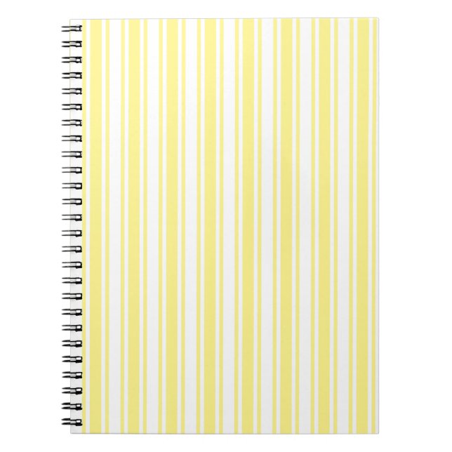 Lemon yellow and white candy stripes notebook (Front)