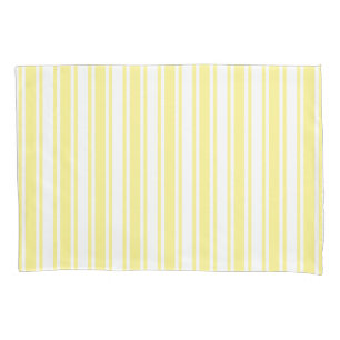Lemon yellow and white candy stripes pillowcase